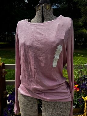 Women’s Lightweight Long-Sleeve Boatneck Top - Dusty Rose NWT